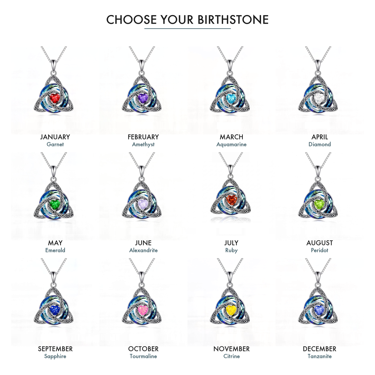 Croale™ Witch Knot Birthstone Necklace